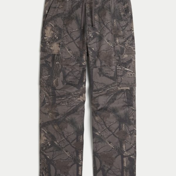 Baggy Cargo Pull-On Pants - dark brown camo