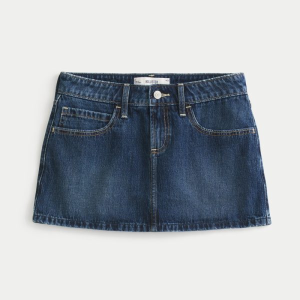 Medium Wash Embroidered Denim Mini Skort - dark