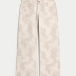 Low-Rise Medium Wash Embroidered Fruit Baggy Jeans - cream dot