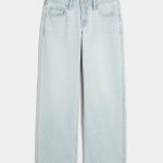 Low-Rise Medium Wash Embroidered Fruit Baggy Jeans - light