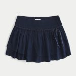 Smocked Tiered Mini Skort - navy blue