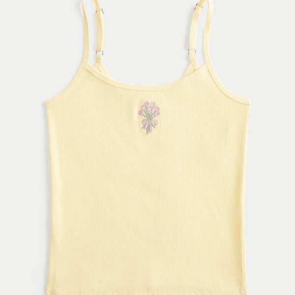 Ribbed Rabbit Graphic Cami - butter yellow