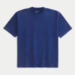 Boxy Heavyweight Washed Crew T-Shirt - washed blue