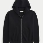 Boxy Zip-Up Hoodie - black