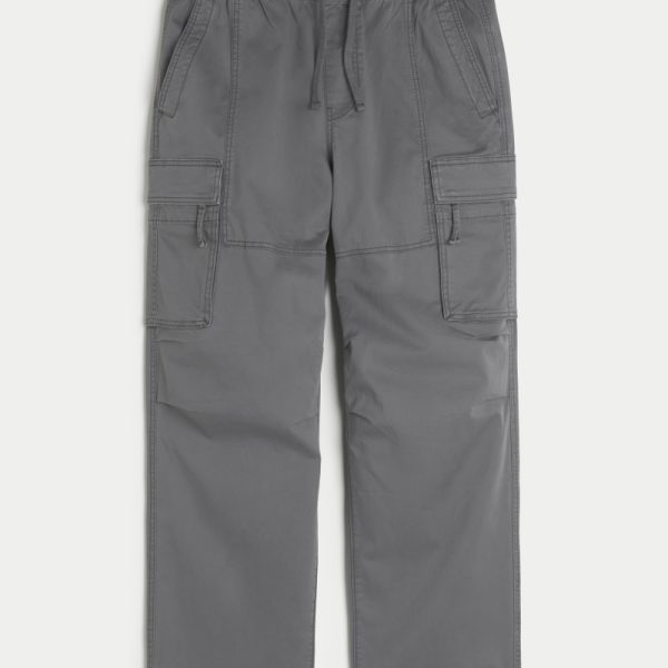 Baggy Cargo Pull-On Pants - dark gray