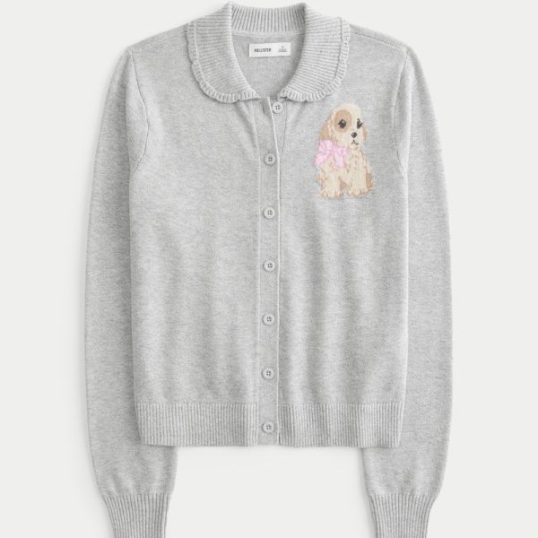 Easy Bow Pattern Cardigan - light heather grey