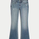 Low-Rise Distressed Medium Wash Boot Jeans - medium ripped