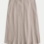 Plaid Midaxi Skirt - light brown plaid