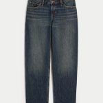 Low-Rise Medium Wash Loose Jeans - dark