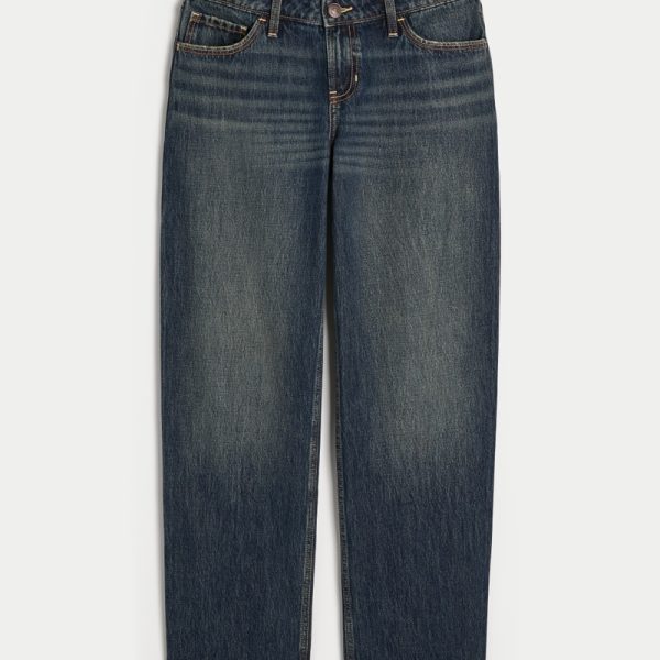 Low-Rise Medium Wash Loose Jeans - dark