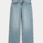 Low-Rise Medium Wash Baggy Jeans - medium