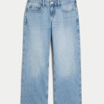 Low-Rise Medium Wash Embroidered Fruit Baggy Jeans - medium