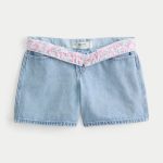 Low-Rise Washed Black Baggy Denim Shorts 5" - medium wash