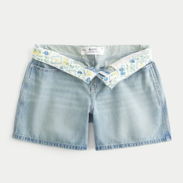 Low-Rise Washed Black Baggy Denim Shorts 5" - light