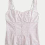 Button-Through Blouse - light pink plaid