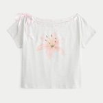 Easy Off-the-Shoulder Tie Camo T-Shirt - light heather grey