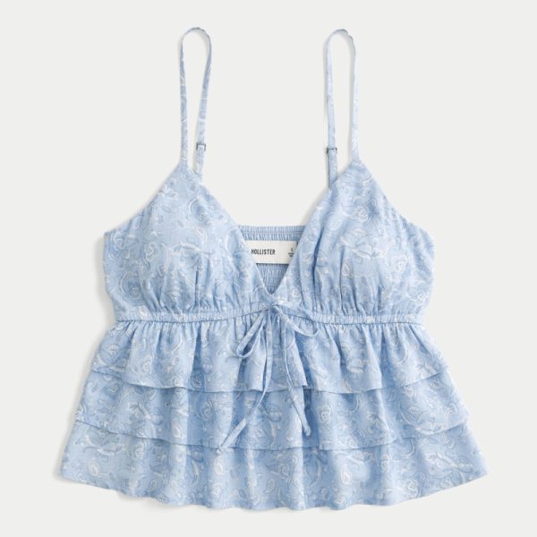 Easy Tiered Blouse - light blue floral