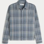 Boxy Flannel Shirt - slate plaid