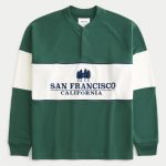 San Francisco Graphic Fleece Henley - faded green