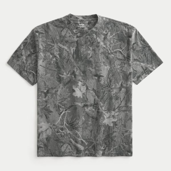 Boxy Heavyweight Washed Crew T-Shirt - taupe camo