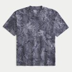 Boxy Heavyweight Washed Crew T-Shirt - gray blue camo
