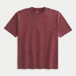 Boxy Heavyweight Washed Cotton Crew T-Shirt - washed burgundy
