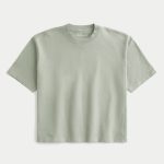 Boxy Heavyweight Crop Crew T-Shirt - sage