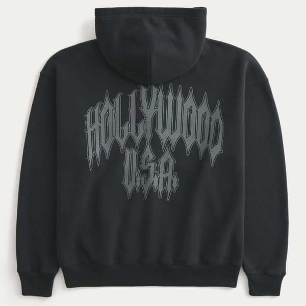 Boxy Zip-Up Hoodie - faded black