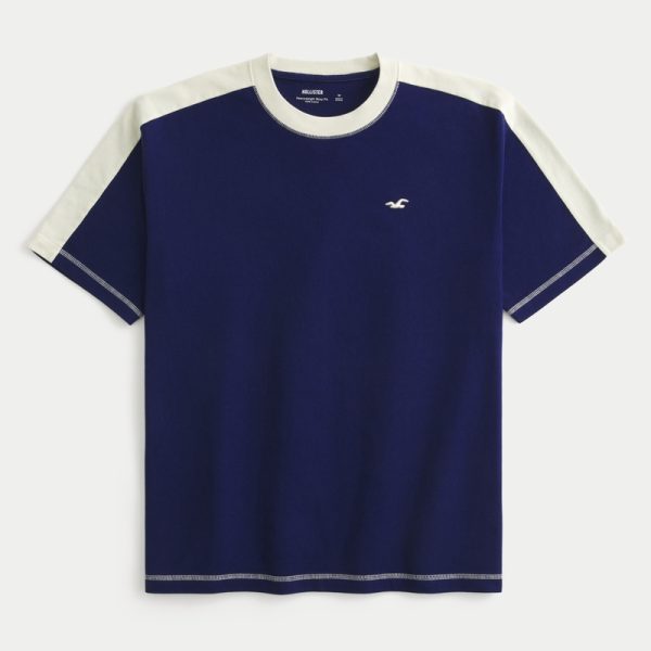 Boxy Heavyweight Icon Crew T-Shirt - navy