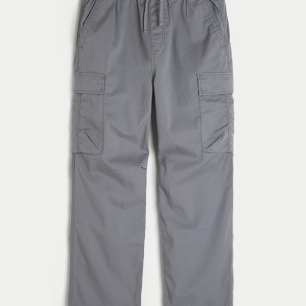 Baggy Cargo Pull-On Pants - dark gray