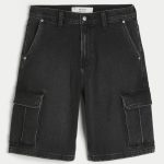 Dark Wash Baggy Denim Shorts - washed black