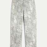 Dark Wash Baggy Jeans - cream camo